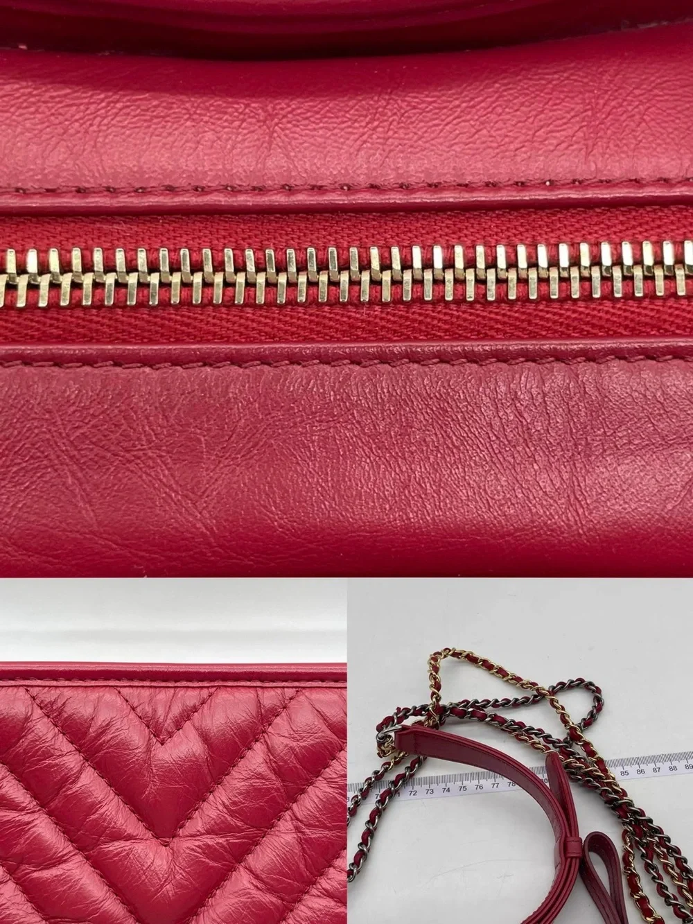 CHANEL Burgundy Quilted Chevron Leather Shoulder Bag with Gold CC Charm